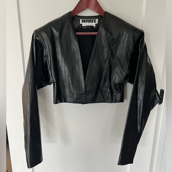 Rotate Birger Christensen Cropped Vegan Leather Jacket, Black, size 2 - Picture 13 of 15
